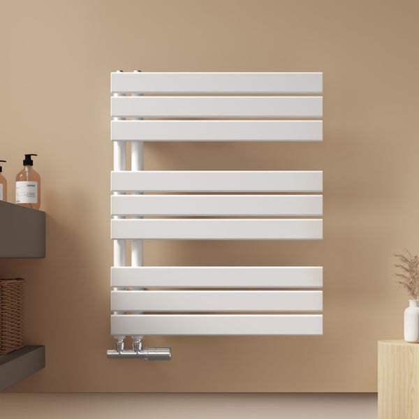 EMKE Badheizkörper Flach Design Heizkörper 762x600 mm, Handtuchtrockner und Handtuchwärmer für Badezimmer, mit Seitenanschluss, für Warmwasser/Zentralheizung, Weiß, 479 W