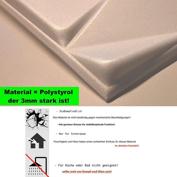 Polystyrol XPS Styropor 3D Paneelen Deckenpaneelen Dekoren 50x50cm 3mm stärke Merkur Weiß