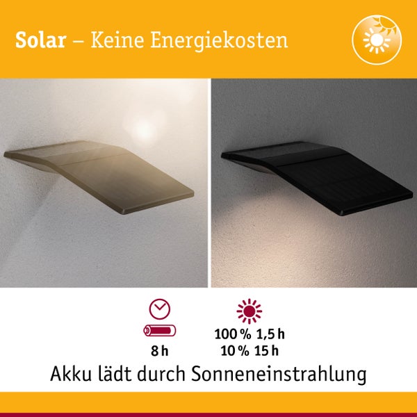 Solar LED Hausnummernleuchte Yoko Dämmerungsgesteuerter Bewegungsmelder (IR) IP44 3000K 42lm Anthrazit