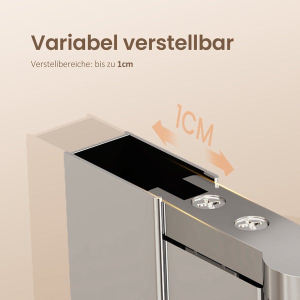 Detailansicht eines variabel verstellbaren Elements mit einem Verstellbereich bis zu 1 cm.