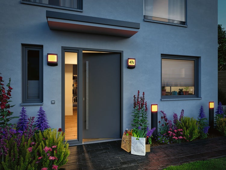 LED Pollerleuchte Smart Home Zigbee 3.0 Padea Dämmerungssensor insektenfreundlich IP44 847mm Tunable Warm 8,5W 700lm 230V Anthrazit Kunststoff