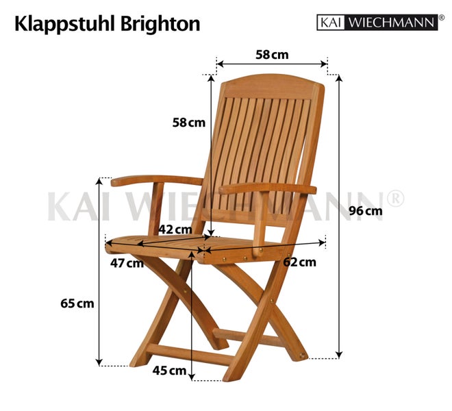 Klappstuhl Brighton aus Holz mit Abmessungen