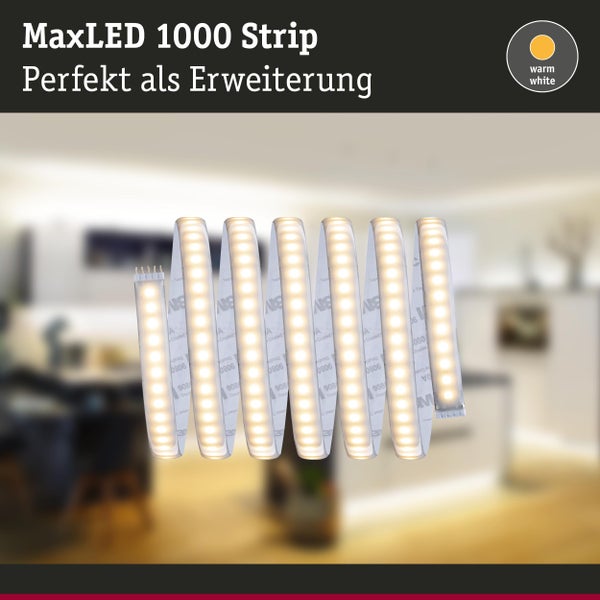 MaxLED 1000 LED-Streifen mit rückseitigem Klebeband, 144 LEDs pro Meter, kürzbar alle 4,2 cm und leicht zu verbinden