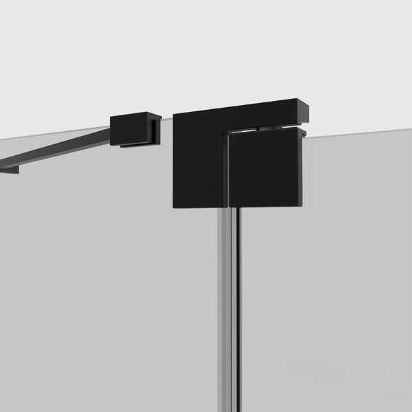 EMKE Eckdusche Eckeinstieg Pendeltür Duschkabine mit Flach-Scharnieren und Seitenwand, 120x90 cm, 8 mm ESG Sicherheitsglas, Höhe: 190 cm, Schwarz
