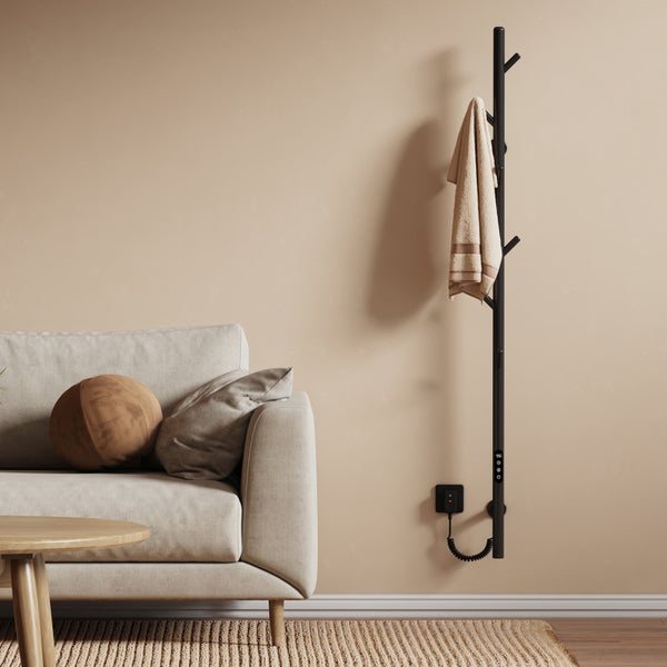 EMKE Elektrischer Handtuchheizkörper 150 cm, Baumförmig Vertikal, 100 W, LCD-Touch, Thermostat & Timer, WiFi,  Schwarz, für Badezimmer