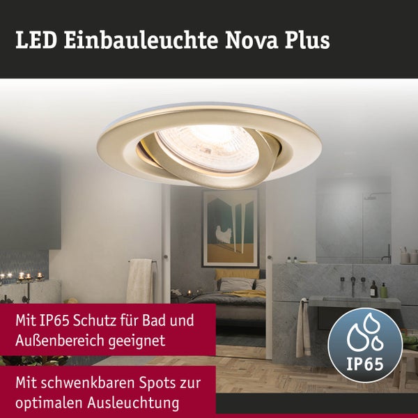 Einbauleuchte Nova Plus IP65 rund 93mm 30° GU5,3 / GU10 max. 35W 230/12V dimmbar Gold matt