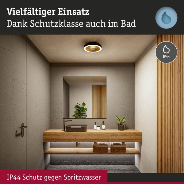 LED Deckenleuchte Volea IP44 3000K 470lm / 1650lm 230V 3,5W / 13W dimmbar Schwarz, Gold