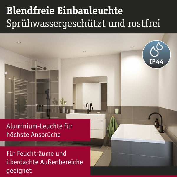 Set LED Einbauleuchte Cole IP44 88mm 2700K 3x6W 3x470lm 230V Silber matt Kunststoff, Alu Zink