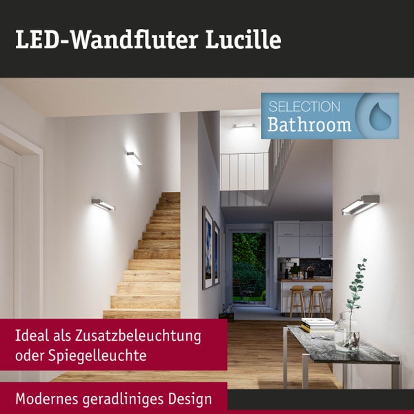 Selection Bathroom LED Wandleuchte Lucille IP44 2700K 1300lm 230V 17W dimmbar Alu matt
