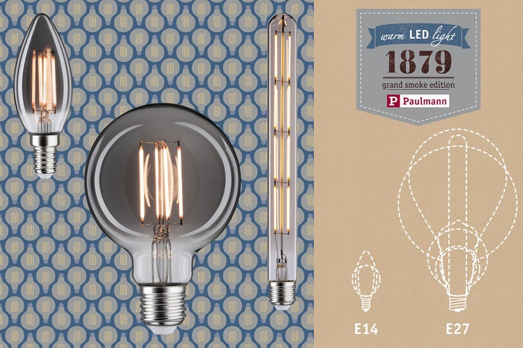 1879 Filament 230V LED Kolben Rustika E27 Dim 320lm 7,5W 1800K dimmbar Rauchglas