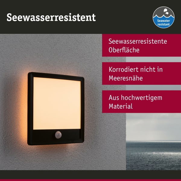 LED Außenpanel Lamina Backlight Dämmerungsgesteuerter Bewegungsmelder (IR) insektenfreundlich IP44 eckig 250x47mm Tunable Warm 14W 920lm 230V Schwarz Kunststoff