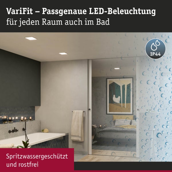 VariFit LED Einbaupanel Dim to Warm Areo IP44 eckig 175x175mm 13W 1200lm 3 Step Dim to warm Weiß matt dimmbar