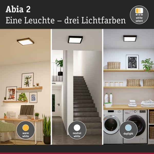 Abia 2 Deckenleuchte mit drei Lichtfarben in verschiedenen Wohnbereichen