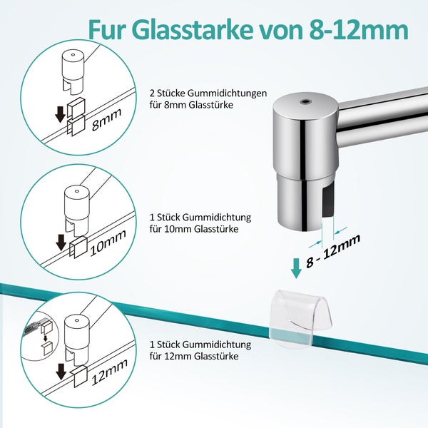 Walk-in-Dusche EMKE  Wandhalterung Duschwand Stabilisator Dusche Duschwand Stabilisierungsstange Edelstahl 700-1200mm Eckig