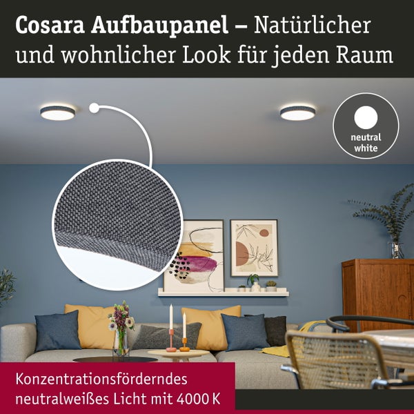 LED Panel Cosara IP44 rund 300mm 15W 1300lm 4000K Dunkelgrau