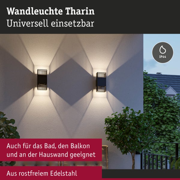 LED Wandleuchte Tharin IP44 3000K 120x104mm 2x3,7W Schwarz