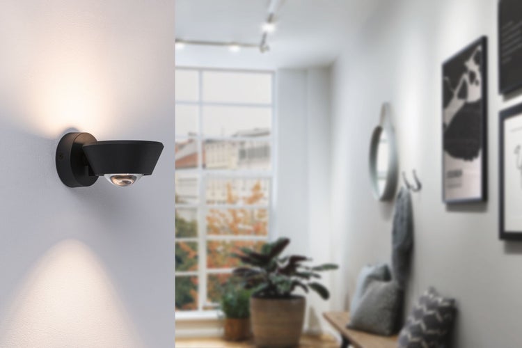 LED Wandleuchte Sabik IP44 2700K 840lm / 320lm 230V 9W / 4W dimmbar Schwarz