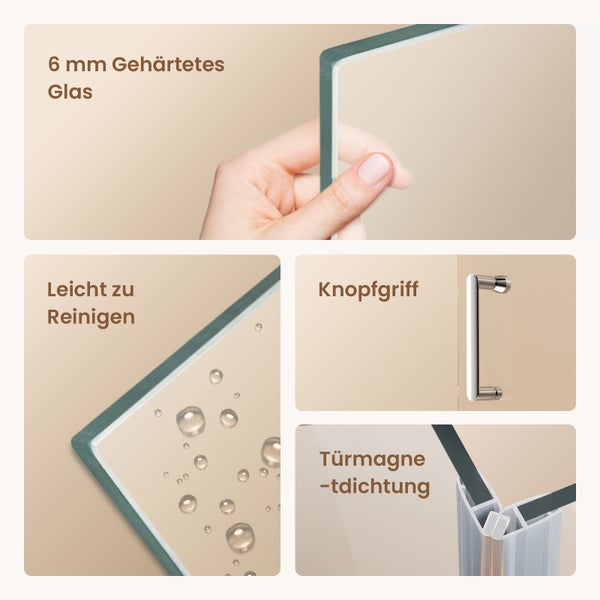 EMKE Eckdusche Duschkabine Eckeinstieg Pendeltür 75 x 90 cm, Duschabtrennung Schwingtür, 6mm ESG Glas, 195 cm