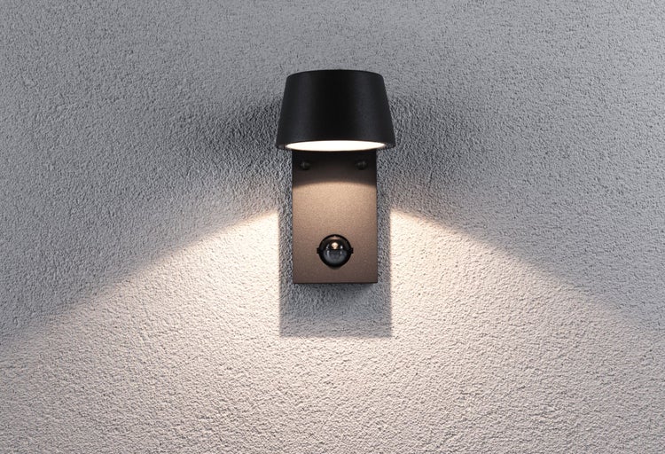 LED Außenwandleuchte Capea Dämmerungsgesteuerter Bewegungsmelder (IR) IP44 96x153mm 3000K 6W 500lm 230V 98° Anthrazit Aluminium