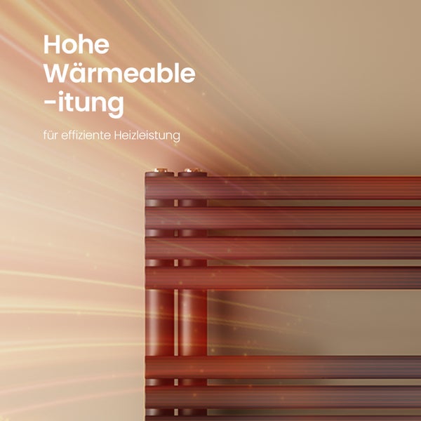 EMKE Badheizkörper mit Handtuchfunktion 1535×600 mm Rundrohr, Warmwasserheizung, Anthrazit, 933W, Stahl, Wandmontage, für Badezimmer geeignet