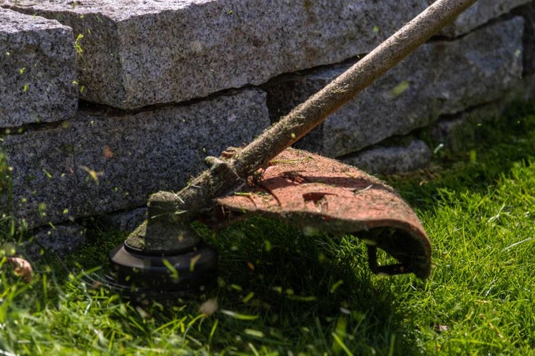 Rasentrimmer im Einsatz zum Schneiden von Gras