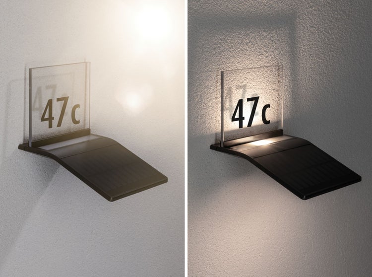 Solar LED Hausnummernleuchte Yoko Dämmerungsgesteuerter Bewegungsmelder (IR) IP44 3000K 42lm Anthrazit