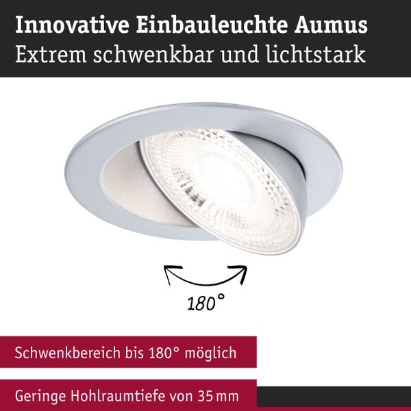 LED Einbauleuchte White Select Aumus Einzelspot rund 105mm 90° 5W 700lm 230V dimmbar 2700 - 6500K Chrom matt