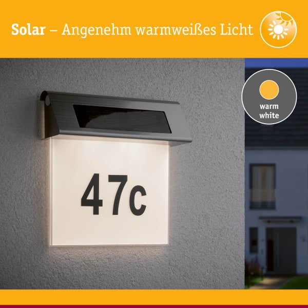 Solar LED Hausnummernleuchte Special Line IP44 3000K Edelstahl, Weiß