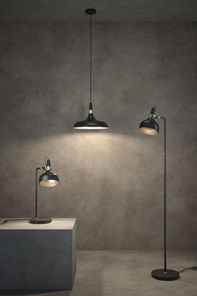 Pendelleuchte Juna E27 max. 20W Champagner, Schwarz matt dimmbar Metall