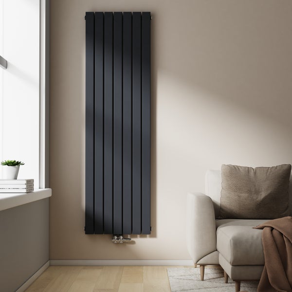 EMKE Designheizkörper 180x54 cm, 1949W, Anthrazit, Flach Badheizkörper Vertikal, Heizkörper Paneel, Doppellagig mit Mittelanschluss, Wandmontage, Zentralheizung, für Bad