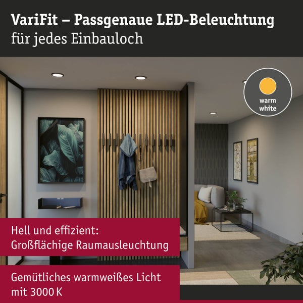VariFit LED Einbaupanel Areo IP44 rund 175mm 13W 1300lm 3000K Schwarz