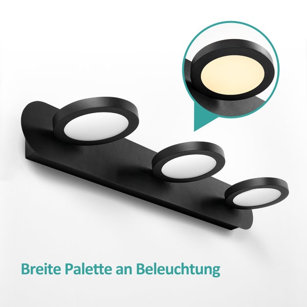EMKE LED Spiegelbeleuchtung mit 3 LED-Lichtern, 500x75x130 mm, IP20, Mattweiß, 4000K, 15W, Hoher Farbwiedergabeindex >80Ra