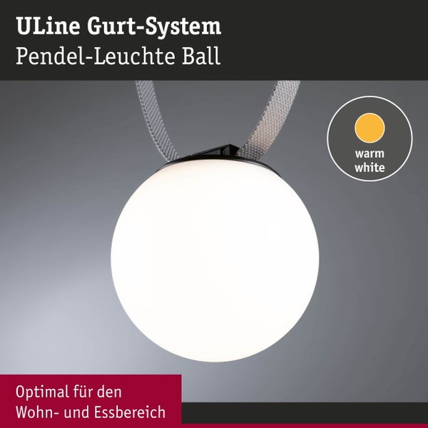 ULine LED Pendelleuchte 8W 795 lm 3000 K Ball schwarz/matt 48V DC