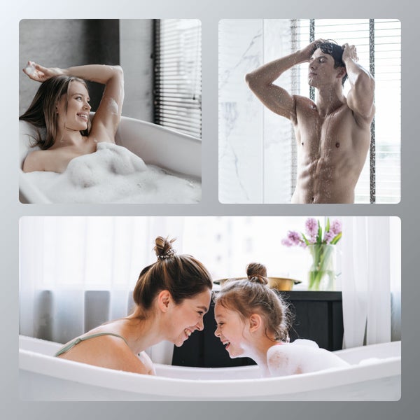 EMKE Duschsystem mit intelligentem Thermostat – Duschset mit 35 cm Thermostatplatte, Handbrause mit 3 Strahlarten, KTW-Zertifizierung, Chrom, kalkresistent