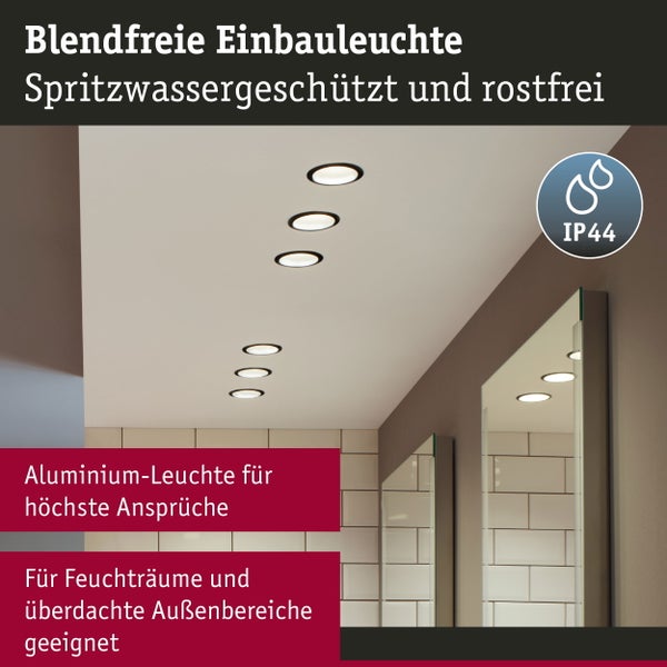 LED Einbauleuchte 3-Step-Dim Cole Coin 1er-Set IP44 rund 88mm Coin 6W 470lm 230V dimmbar 2700K Schwarz, Silber matt