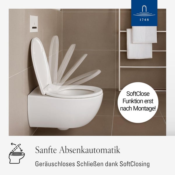 Hänges WC mit Absenkautomatik und Toilettensitz in einem Badezimmer