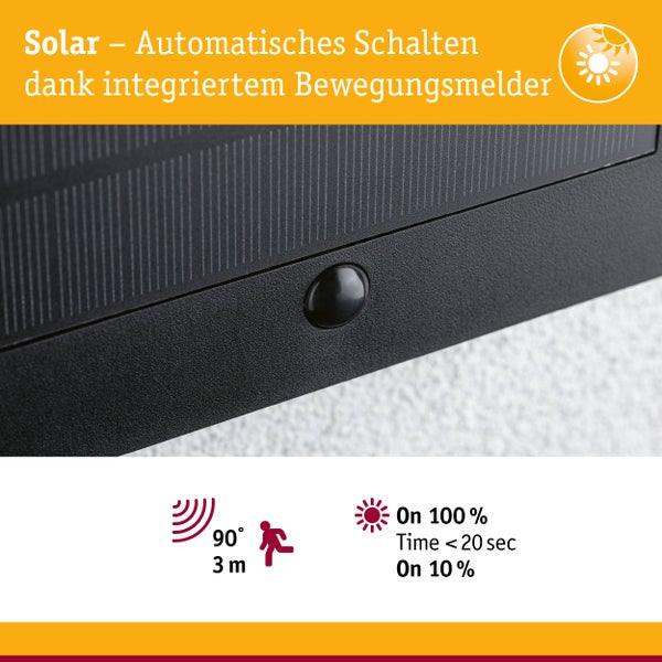Solar LED Hausnummernleuchte Neda Bewegungsmelder insektenfreundlich IP44 2200K 18lm Anthrazit
