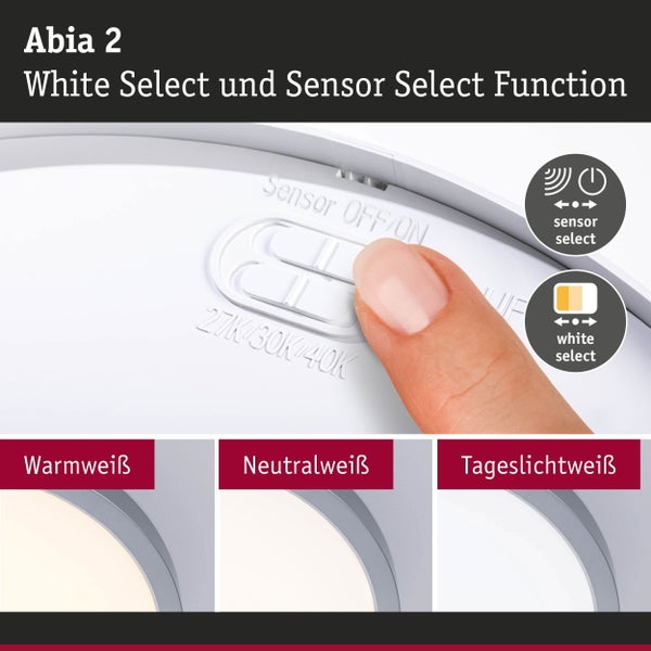 Abia 2 Leuchte mit White Select und Sensor Select Funktion im Detail