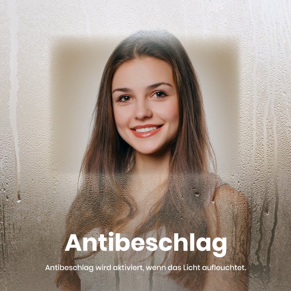 EMKE Badspiegel mit Beleuchtung, LED-Spiegel mit Touchschalter und Sensor, Anti-Beschlag, 80 x 60 cm, Kaltweiß/Warmweiß/Neutralweiß