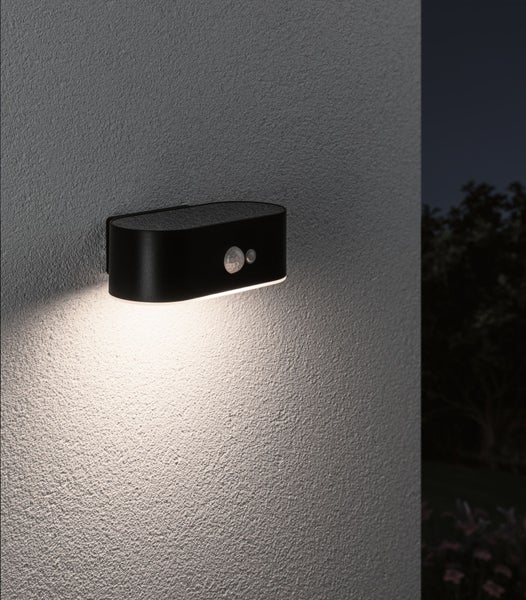 Solar LED Außenwandleuchte Adya Bewegungsmelder IP44 3000K 200lm Schwarz