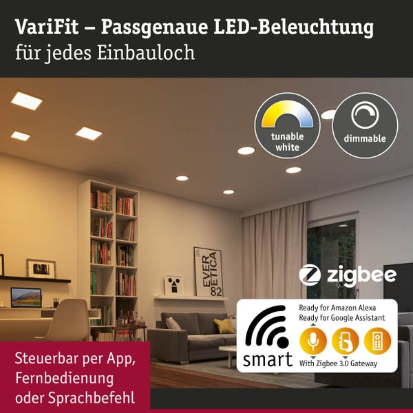 VariFit LED Einbaupanel Smart Home Zigbee 3.0 Areo IP44 eckig 230x230mm 16W 1400lm Tunable White Weiß dimmbar