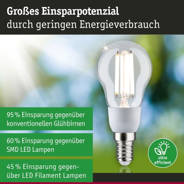 Eco-Line Filament 230V LED Tropfen E14 1er-Set 100mm 525lm 2,5W 4000K Klar