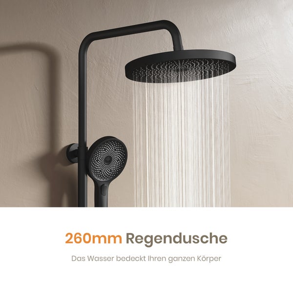 Schwarze Regendusche mit Handbrause