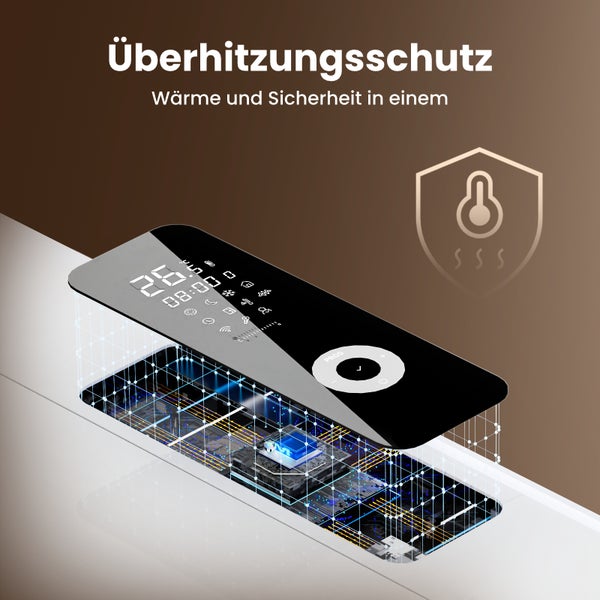 EMKE Elektro-Heizkörper 1000W Flachheizkörper Aluminium Wandmontierbar, LCD-Display Timing-Funktion Elektroheizung Überhitzungsschutz Weiß