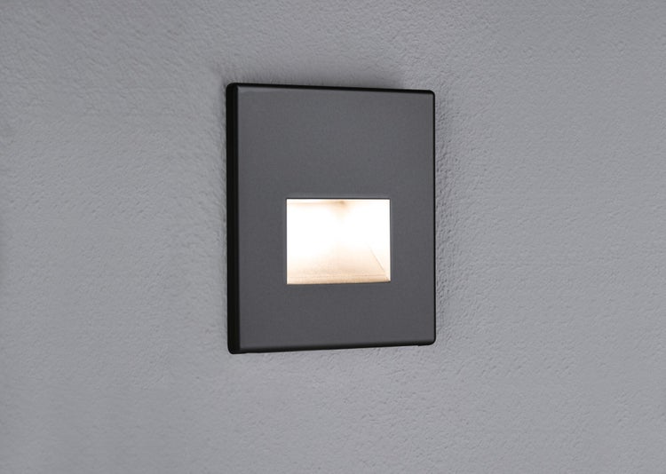 Set LED Wandeinbauleuchte Edge 3er-Set eckig 80x5mm 3x1,2W 3x50lm 230V 2700K Schwarz matt