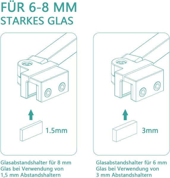 EMKE Wandhalterung Duschwandstabilisierung 180°links und rechts einstellbar Duschseitenwand Aufhängehalterungen Dusche Feste Wand Stabilisierungsstange Edelstahl 500mm Eckig Für 6-8 mm Starkes Glas