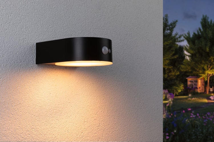 Solar LED Außenwandleuchte Eileen Bewegungsmelder insektenfreundlich IP44 2200K 300lm Schwarz