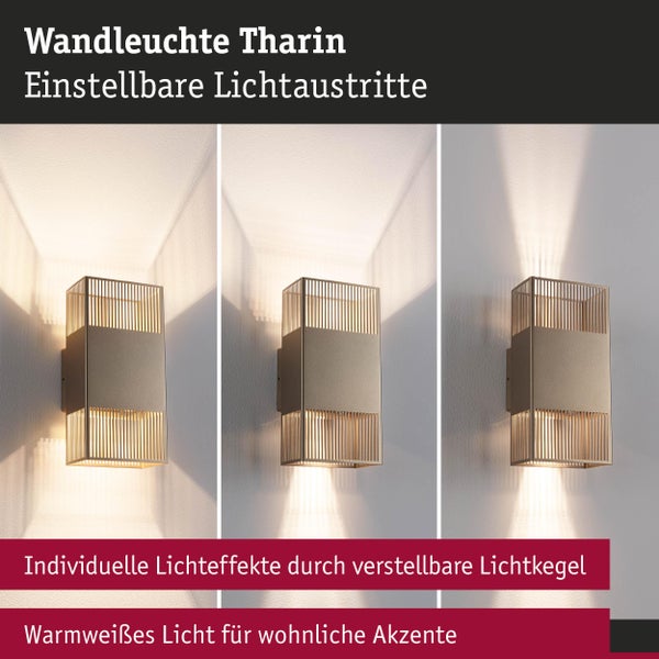 Wandleuchte Tharin mit einstellbarem Lichtaustritt zur individuellen Lichtgestaltung