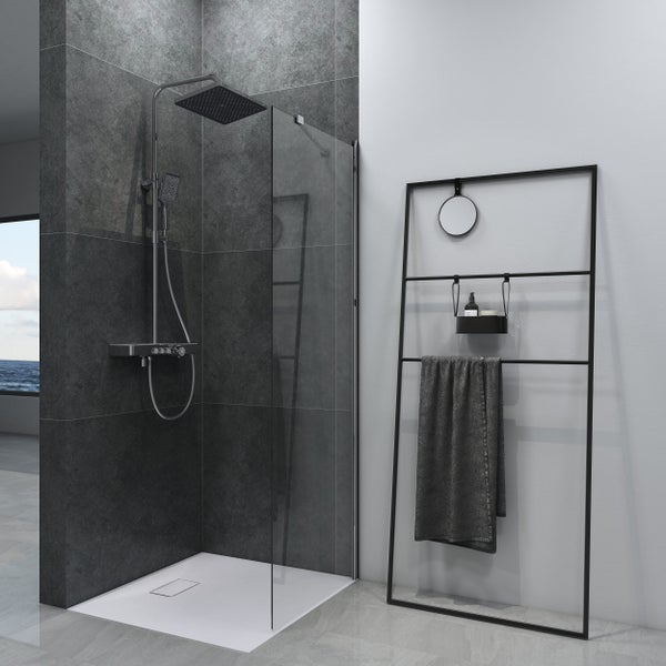 Walk-in-Dusche EMKE  Duschwand 70cm Breite, 195cm Höhe, Walk In Duschtrennwand Für Badewanne 5 mm Dusche Glas NANO