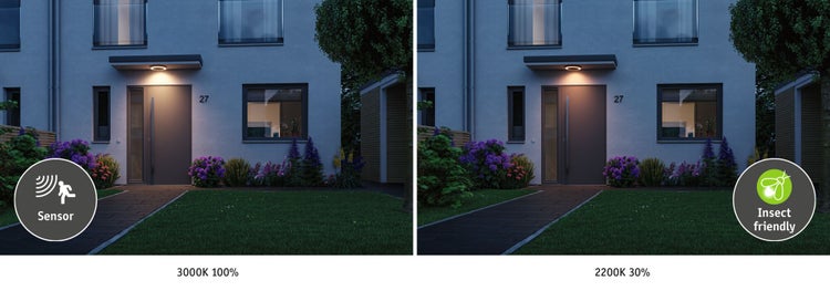 LED Deckenleuchte Smart Home Zigbee 3.0 Circula Dämmerungssensor insektenfreundlich IP44 rund 320mm Tunable Warm 14W 880lm 230V Anthrazit Kunststoff